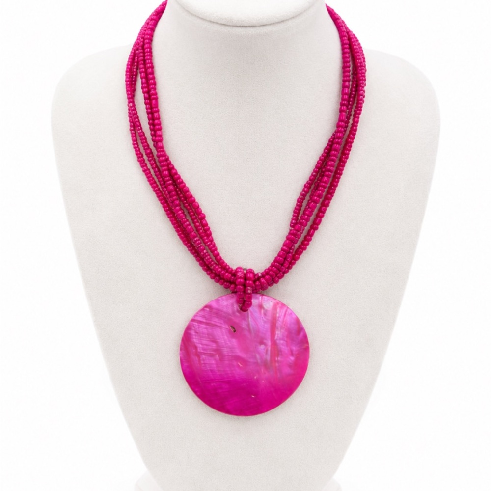 Bold Fuchsia Multi-Strand Statement Necklace